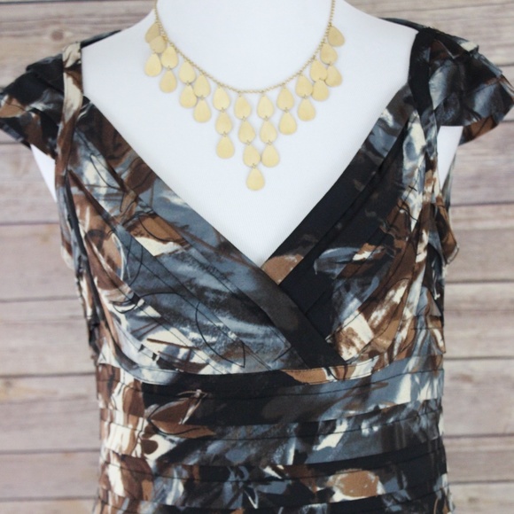 ADRIANNA PAPELL Camouflage Cap Sleeve Dress - Picture 2 of 8